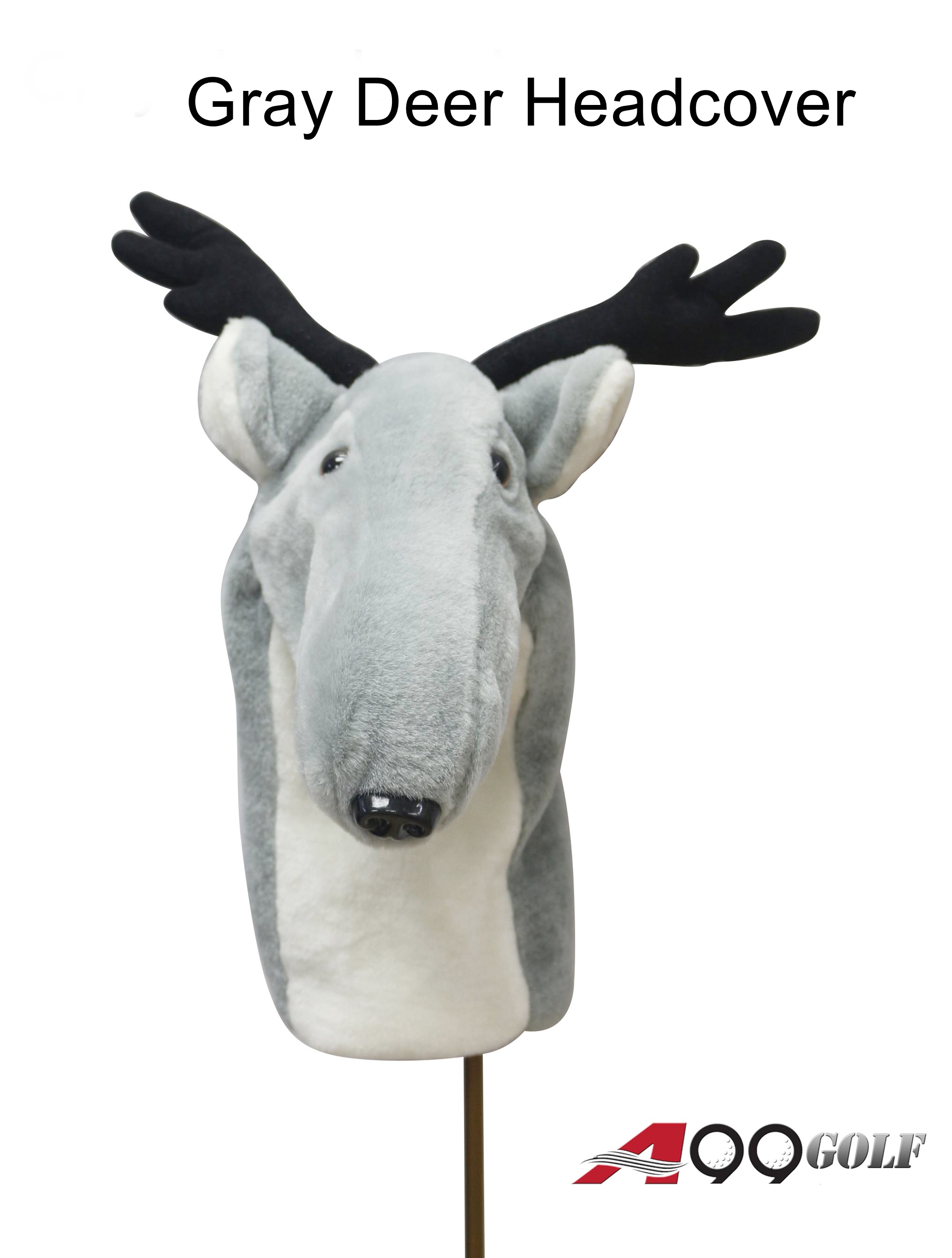 A99 Golf Cute Animal Gray Deer Head Cover Wood Headcover Great Gift